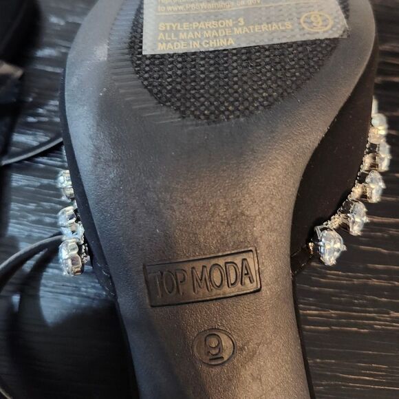 BRAND NEW TOP MODA POINTED TOE JEWEL STUDDED ANKLE STRAP CLOSURE SANDAL - Picture 14 of 16